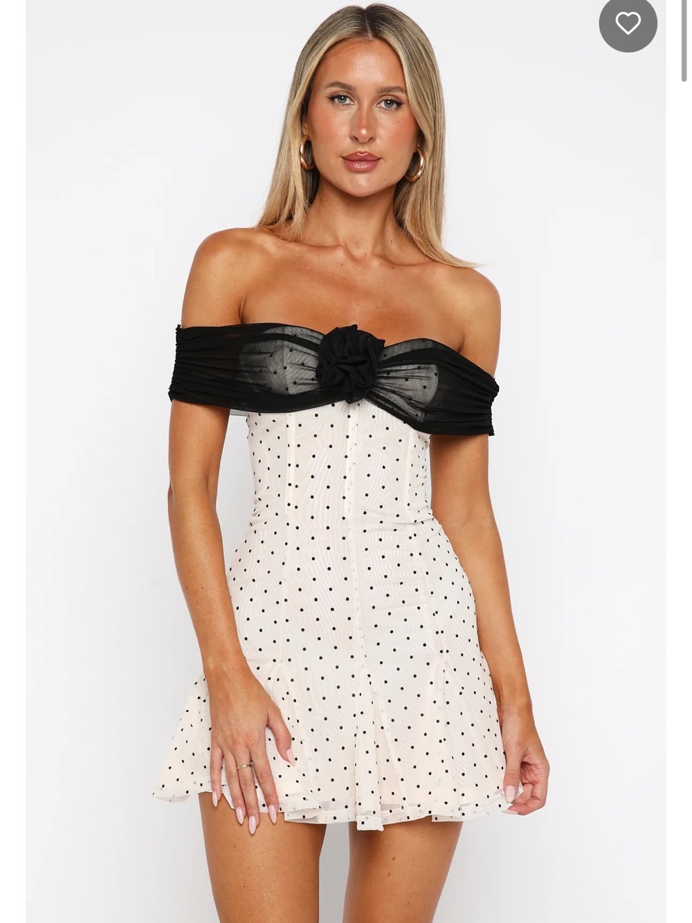 White Fox Bliss Mode Mini Dress Black Polka Dot